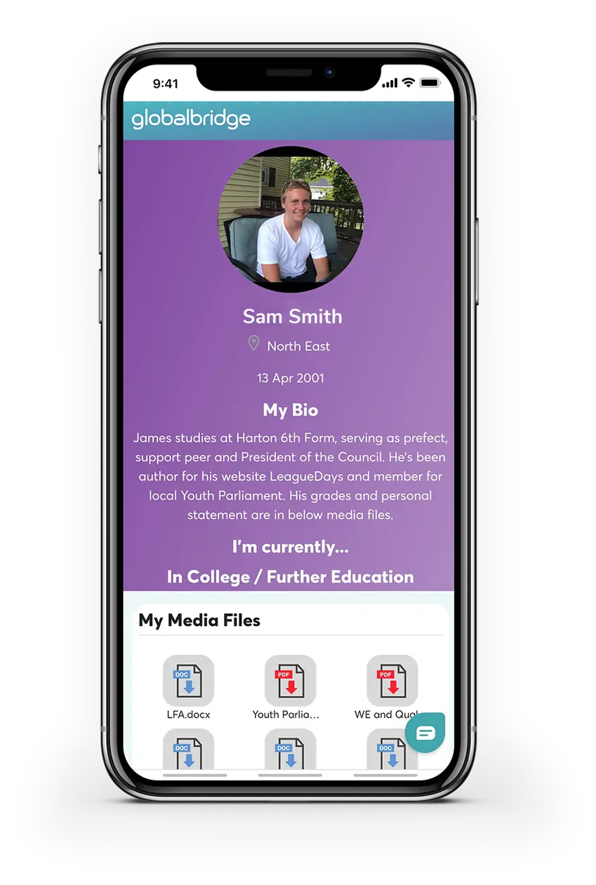 globalbridge app running on a mobile device.